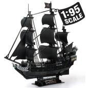 Cubicfun 3D Puzzles Large Pirate Ship 26.6" Difficult Watercraft Model Ship Building Kits Toys For Adults And Teens, Queen Anne'S Revenge 308 Pieces