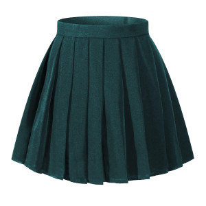 Beautifulfashionlife Womens School Uniform High Waist Solid Pleated Skirts Xl Dark Green