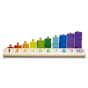 Melissa Doug Counting Shape Stacker Wooden Educational Toy With 55 Shapes And 10 Number Tiles