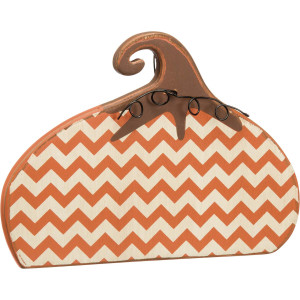 Primitives By Kathy Chunky Shelf Sitter 85 X 625Inch Chevron Pumpkin