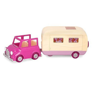 Li�L Woodzeez - Happy Camper Pink With Detachable Toy Vehicle - 40 Pcs Dollhouse Playset Including Furnitures, Play Food & Kitchen Accessories For Kids Age 3+