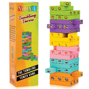 Nimnik Wooden Stacking Block Game Tumble Tower Game For Kids Ages 68 Year And Up 54 Pcs Wooden Blocks For Kids