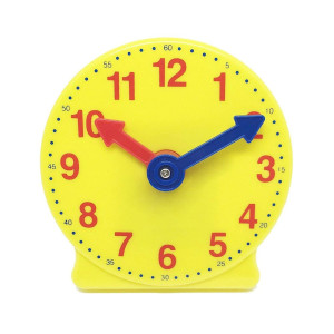 Hand2Mind Plastic Mini Geared Clock Learning Clock Classroom Kit Clock For Kids Learning To Tell Time Yellow Practice Clock F