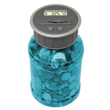Digital Coin Counter Pennies Nickles Dimes Quarter Savings Jar | Transparent Blue Coin Bank W/Lcd Display