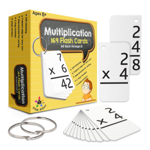 Star Right Math Flash Cards Multiplication Flash Cards 169 Hole Punched Math Game Flash Cards 2 Binder Rings Multiplicat