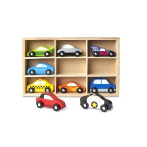 Melissa Doug Wooden Cars Vehicle Set In Wooden Tray Toys For Toddlers And Kids Ages 3