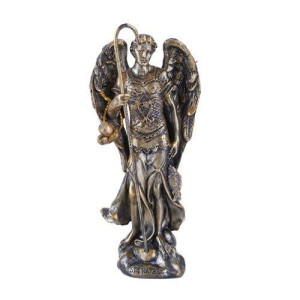 Atl Bronzed Small Saint Raphael Figurine Made Of Polyresin