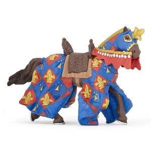 Papo Handpainted Figurine Medievalfantasy Blue Horse Fleur De Lys 39787 Collectible For Children Suitable For Boys