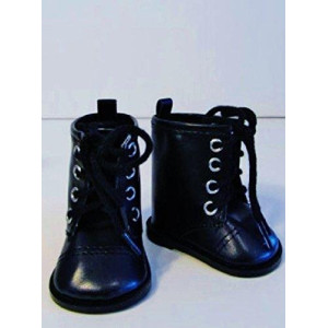 cute Black Lace Tie High Top Boots Fits 18 American girl Doll clothes Shoes