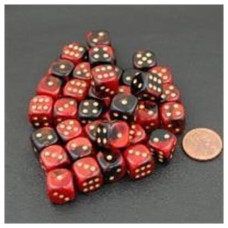Chessex Manufacturing 26833 D6 Cube Gemini Set Of 36 Dice, 12 Mm - Black & Red With Gold Numbering By Chessex Manufacturing