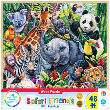 Masterpieces 48 Piece Fun Facts Jigsaw Puzzle For Kids Safari Friends Wood Puzzle 12X12