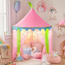 Tiny Land Princess-Tent With Star Lights & Carry Case, Pop Up Play-Tent, Princess Castle Indoor Playhouse, Foldable Kids Play Tent Outdoor, Toddler-Tent For Girls