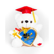 Ymctoys Graduation Plush 8 Teddy Bear Red Cap And Diploma In Hand With A Heart Shaped Picture Frame