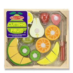 Cutting Fruit Set 18Pcs Wooden Play Food Set 1 Melissa Doug Scratch Art Minipad Bundle 40211