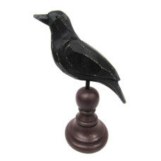 Primitives By Kathy Figurine Weathered Rustic Crow On Spindle Burgundyblack