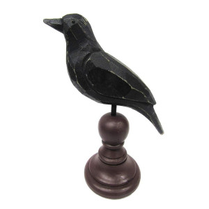 Primitives By Kathy Figurine Weathered Rustic Crow On Spindle Burgundyblack