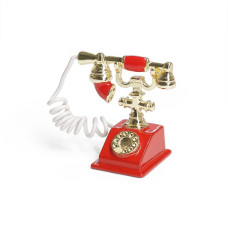 Odoria 112 Miniature Rotary Telephone Dollhouse Decoration Accessories Red