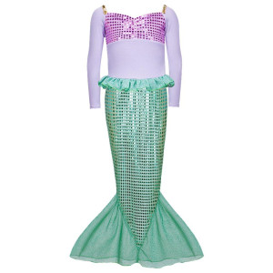 Daxiang Little Girls Mermaid Costume Princess Dress Up Outfits For Birthday Party Halloween Cosplay Purple 45T