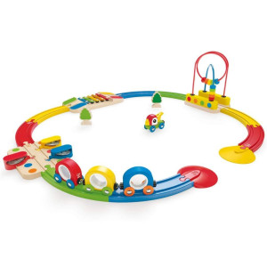 Hape E3815 Rainbow Sights Sounds Toddler Wooden Railway Multicolor