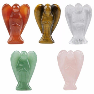 Rockcloud Healing Crystal Gemstone Carved Pocket Guardian Angel Figurines 15 Inch