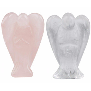 Rockcloud Healing Crystal Gemstone Carved Pocket Guardian Angel Figurines 15 Inch