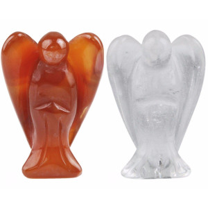 Rockcloud Healing Crystal Gemstone Carved Pocket Guardian Angel Figurines 15 Inch