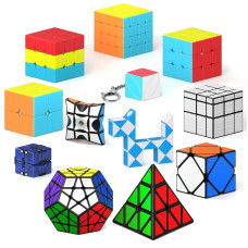 Vdealen 12 Pack Speed Cube Set Puzzle Cube Pack 2X2 3X3 4X4 Pyramid Dodecahedron Mirror Skewb Snake Ivy Infinity Sandwich Fidge