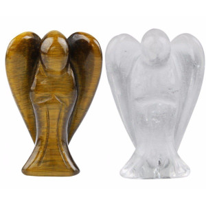 Rockcloud Healing Crystal Gemstone Carved Pocket Guardian Angel Figurines 15 Inch