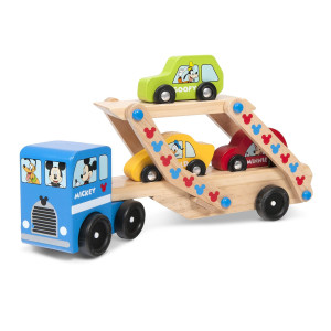 Melissa Doug Mickey Wooden Car Carrier Set