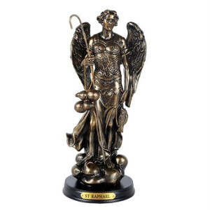 Pacific Giftware St Raphael Patron Saint Of Travellers And Medical Workers 8 Inch Tall Wooden Base With Brass Name Plate