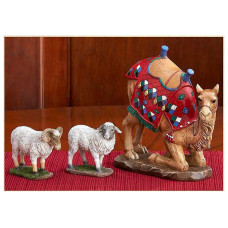 Three Kings Gifts Kneeling Camel And Two Awassi Sheep For 7 Inch Real Life Nativity