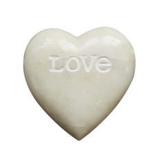 Creative Coop Soapstone Heart Decoration Engraved Lovewhite