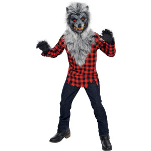 Amscan Hungry Howler Werewolf Halloween Costume For Boys Includes Mask Shirt With Fur Gloves