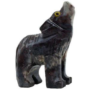 Nelson Creations Llc Wolf Natural Soapstone Handcarved Animal Charm Totem Stone Carving Figurine 15 Inch