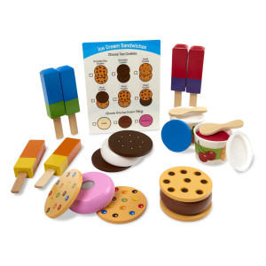 Melissa Doug Wooden Frozen Treats Ice Cream Play Set 24 Pcs Play Food And Accessories Food Toys For Toddlers And Kids 3