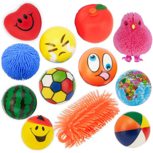 Neliblu 12 Pcs Stress Balls For Kids And Adults 65X6X32 Inches Bulk Anxiety Relief Toys Set Of Relaxing Sensory Squeeze P