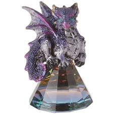 Stealstreet 71698 35 Inch Purple Baby Dragon On Pyramid Glass Statue Figurine