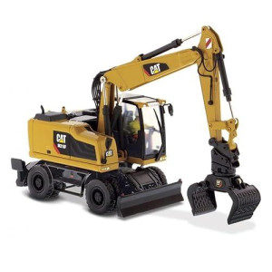 1:50 Caterpillar M318F Wheeled Excavator - High Line Series By Diecast Masters - 85508 (Comes With Interchangeable Work Tools, Grapple And Ditch Bucket)