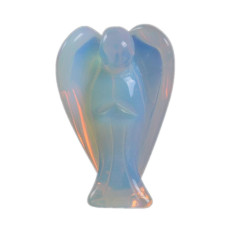 Justinstones Carved Moonstone Opalite Gemstone Peace Angel Pocket Guardian Angel Healing Statue 2 Inch