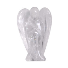 Carved White Clear Quartz Gemstone Peace Angel Pocket Guardian Angel Healing Statue 2 Inch