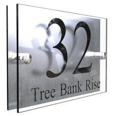 K Smart Sign Ltd House Sign Modern Glass Effect Acrylic Door Number Name Road Plate Plaque