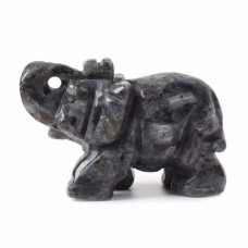 Justinstones Carved Natural Larvikite Gemstone Elephant Healing Guardian Statue Figurine Crafts 2 Inch