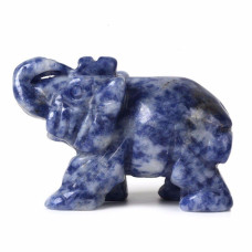 Carved Natural Blue Spot Jasper Gemstone Elephant Healing Guardian Statue Figurine Crafts 2 Inch