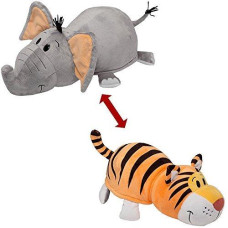FlipaZoo The 16 Pillow with 2 Sides of Fun for Everyone - Each Huggable FlipaZoo character is Two Wonderful collectibles in One (Elephant to Tiger) by FlipaZoo