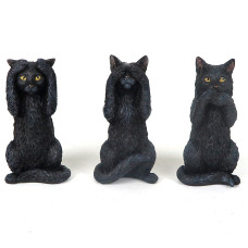 Veronese Design 4 Inch Black Kittens Hear Speak See No Evil Resin Figurine Miniature