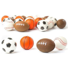 Set Of 24 Sports 25 Stress Balls Includes Soccer Ball Basketball Football Baseball Squeeze Balls For Stress Relief Party