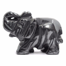 Justinstones Carved Natural Hematite Gemstone Elephant Healing Guardian Statue Figurine Crafts 2 Inch