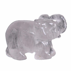 Carved Natural Clear Quartz Rock Crystal Gemstone Elephant Healing Guardian Statue Figurine Crafts 2 Inch