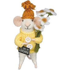 Primitives By Kathy Collectible Critter Sunshine Mouse Felt Critter Lending A You Are My Sunshine Sentiment With Knit Sweater