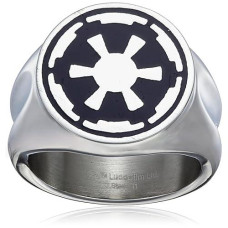 Star Wars Imperial Symbol Black/Silver Men'S Ring Size 14